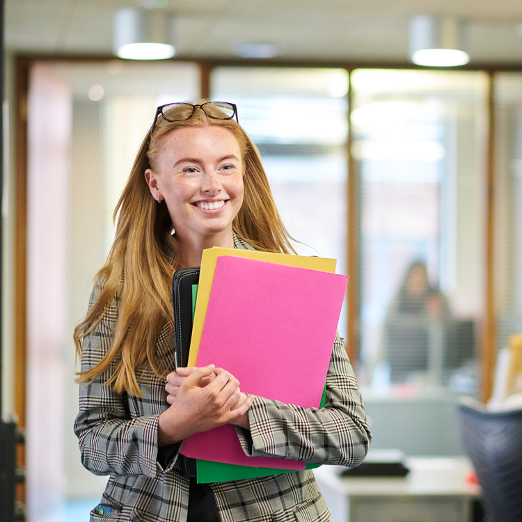 Young smiling teacher female