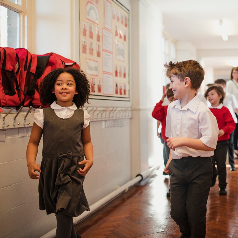 Students running in corridors