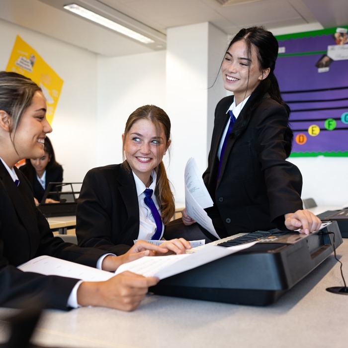 Female students in class